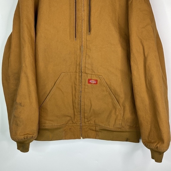 Vintage Dickies Brown Canvas Insulated Hooded Chore Barn Jacket XL - Picture 3 of 14